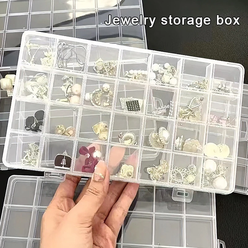 28 Grids Transparent Organizer Box Plastic Square Organizers Storage Boxes For Home Makeup Jewelry Accessories Organizer