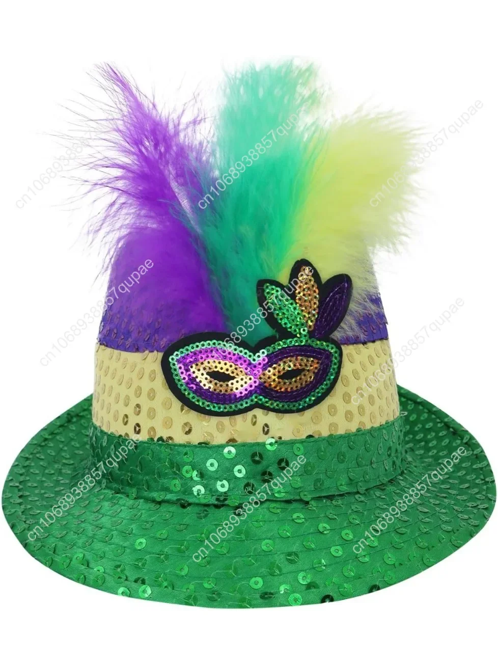 

Mardi Gras Top Hat Costume Accessories 2025 Sequin Purple Green Gold New Orleans Dress Up Carnival Parade Fedora Hat