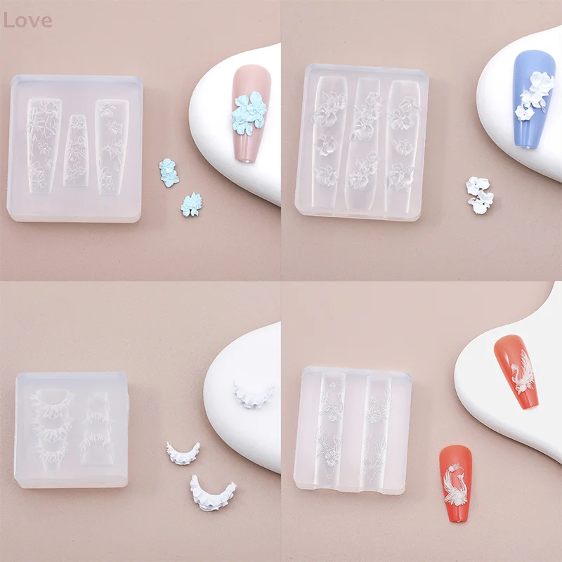  3D قالب من السيليكون زهرة مسمار الفن زينة الأظافر DIY تصميم فراشة مسمار العفن ختم لوحة قالب مانيكير #4
