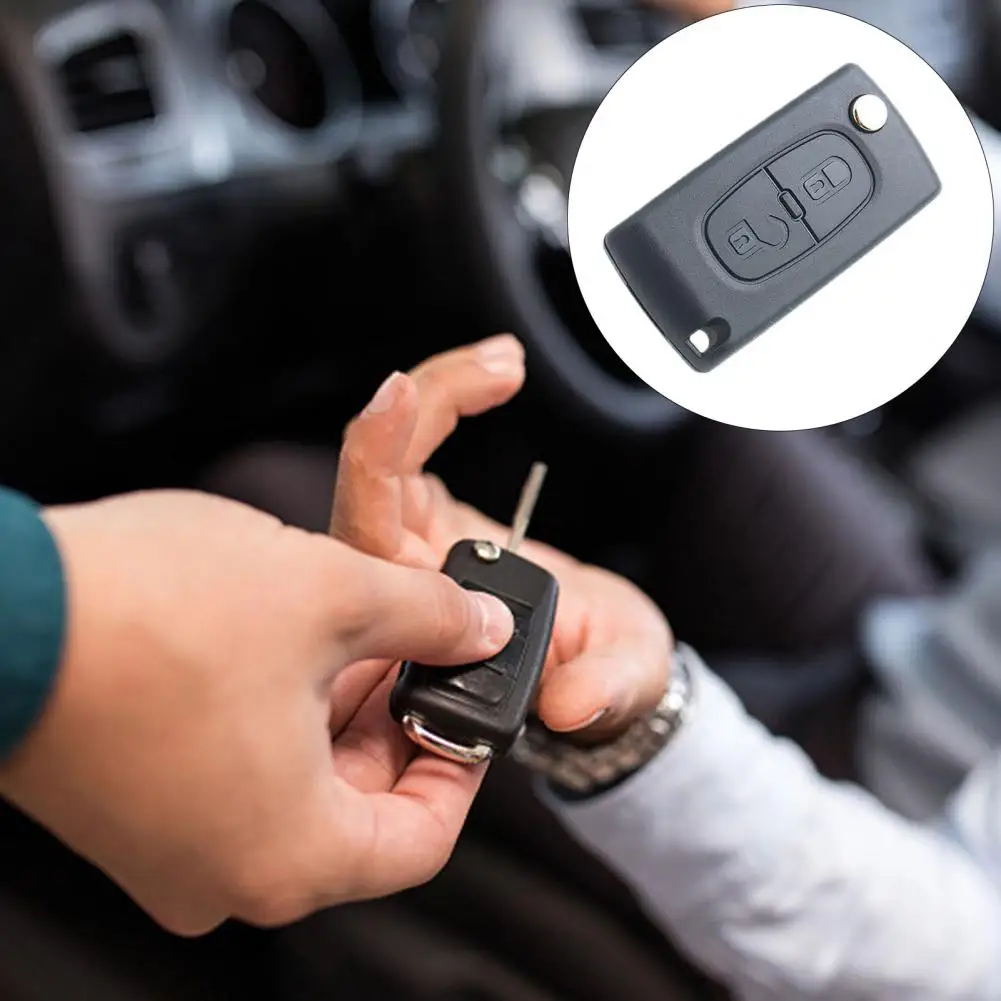 Car Key Case Durable Folding Car Key Shell for 307/408/308/407 Impact Resistant Remote Key Case Easy Installation Protective