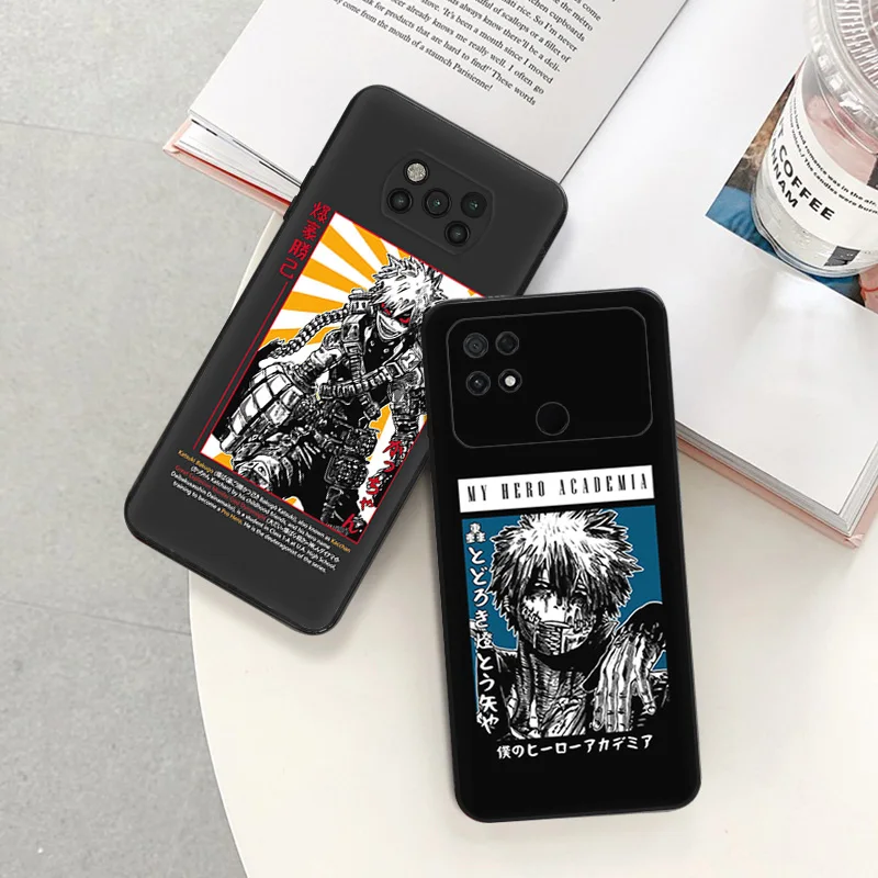 Matte Phone Case for Xiaomi Mi Poco F3 F4 F5 X3 X4 X5 M3 M4 Pro M5 C40 C50 C51 M5S Midoriya Izuku Hero Academia Black Soft Cover