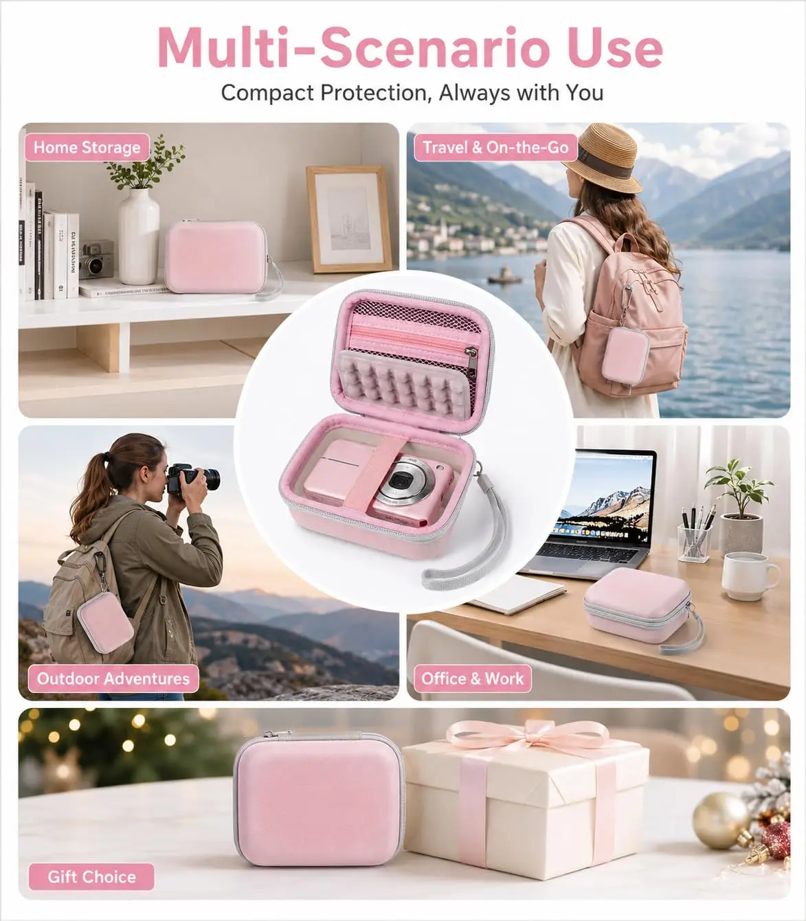 Digital Camera Case for CAMKORY/for Kodak Pixpro/for VAHOIALD/for Sony DSCW800 830/ for Canon PowerShot 180 190 Camera Case,Pink image 3