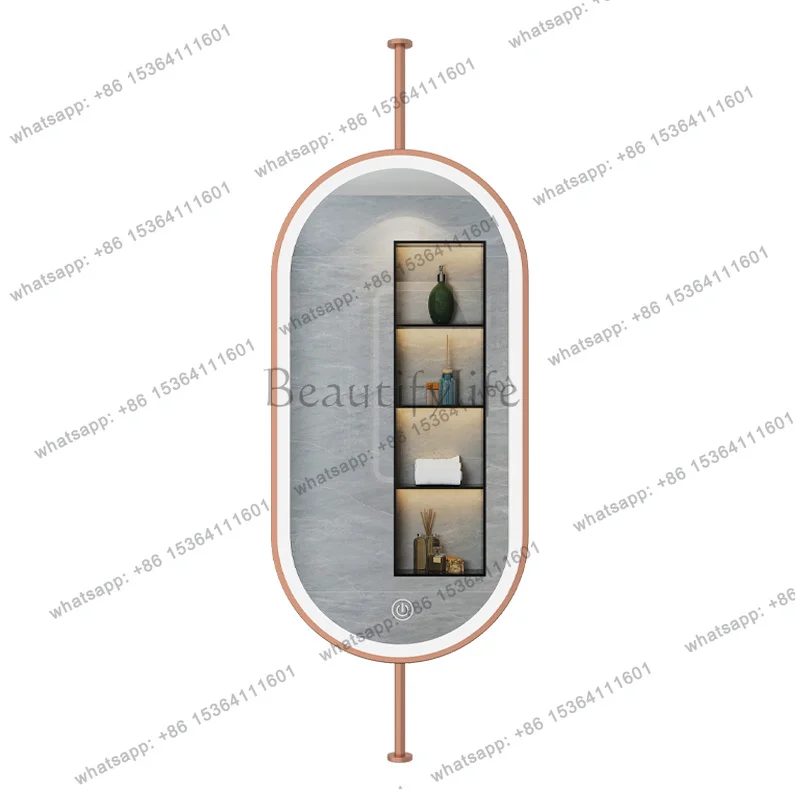 zj.Size60x90cm Ceiling Oval Hanging Mirror Modern Simple Home Decoration Bathroom Vanity Mirror LED Lighting Hd Cosmetic Mirror