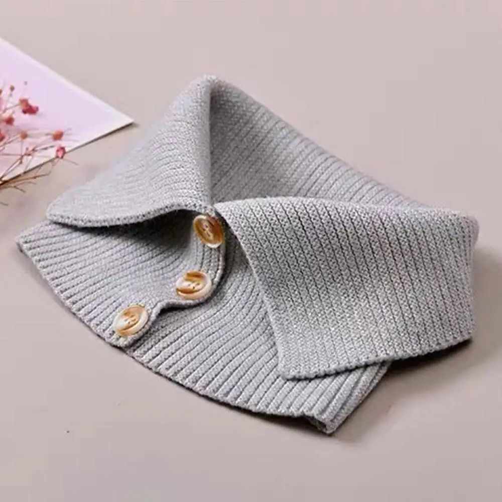 الباردة واقية يندبروف الرقبة الحرس التفاف وهمية طوق أزرار وشاح زر الياقة المدورة الشتاء الحرارية محبوك الدافئة المرأة غطاء الرقبة #5