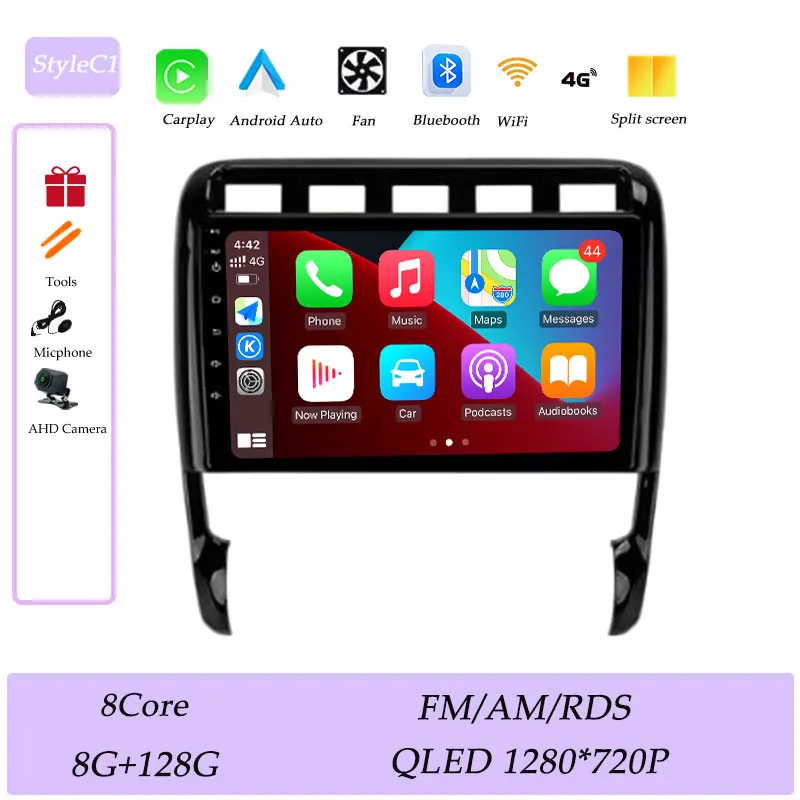 CarPlay voor Porsche Cayenne I 1 9PA 2002-2010 Autoradio Multimedia Speler GPS Navigatie Bluetooth 4G DSP Stereo QLED Scherm