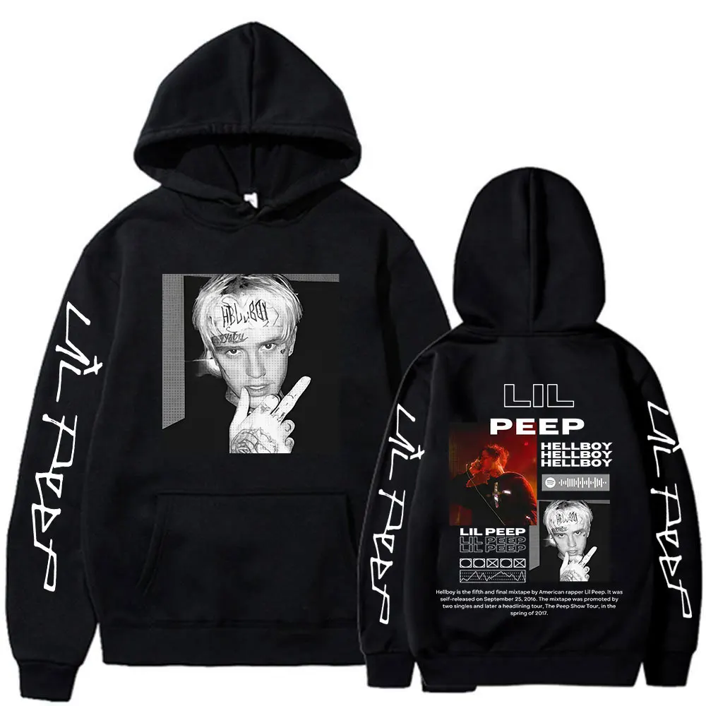 Rapper lil peep hoodies hellboy crybaby hip hop moletom gráfico roupas femininas masculinas estéticas pullovers casuais de grandes dimensões
