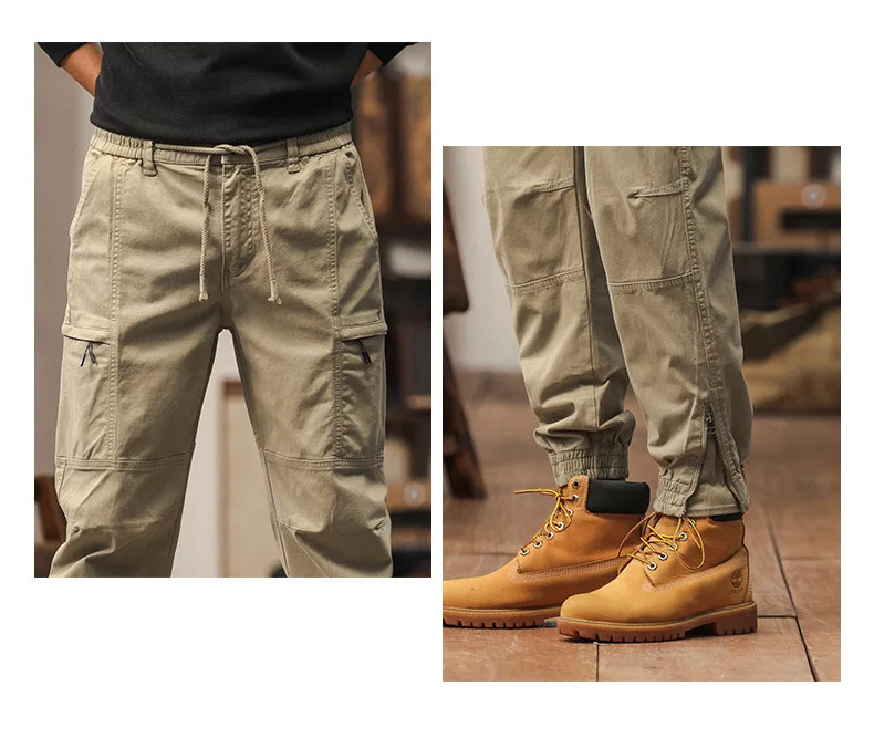 

Mulit Pockets 98% Cotton Cargo Pants Autumn Spring Black Green Khaki Military Army Tactical Casual Mens Pants Trousers