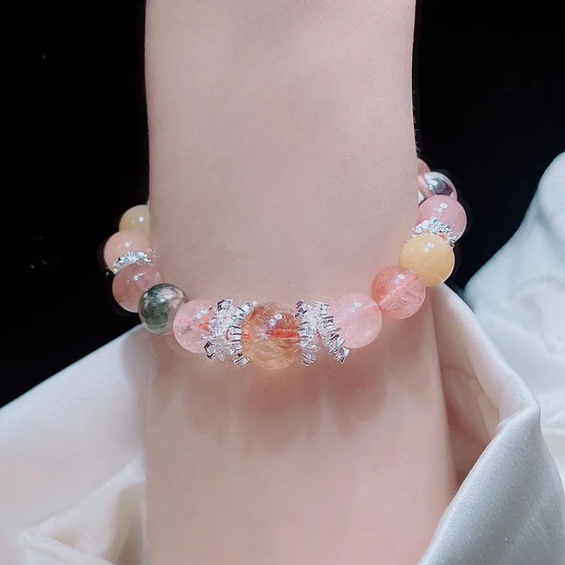 

Simple Elegant Natural Red Crystal Bracelet Large Beads Classic All-Match Citrine Lucky Beads Bracelet Girlfriends' Bracelet