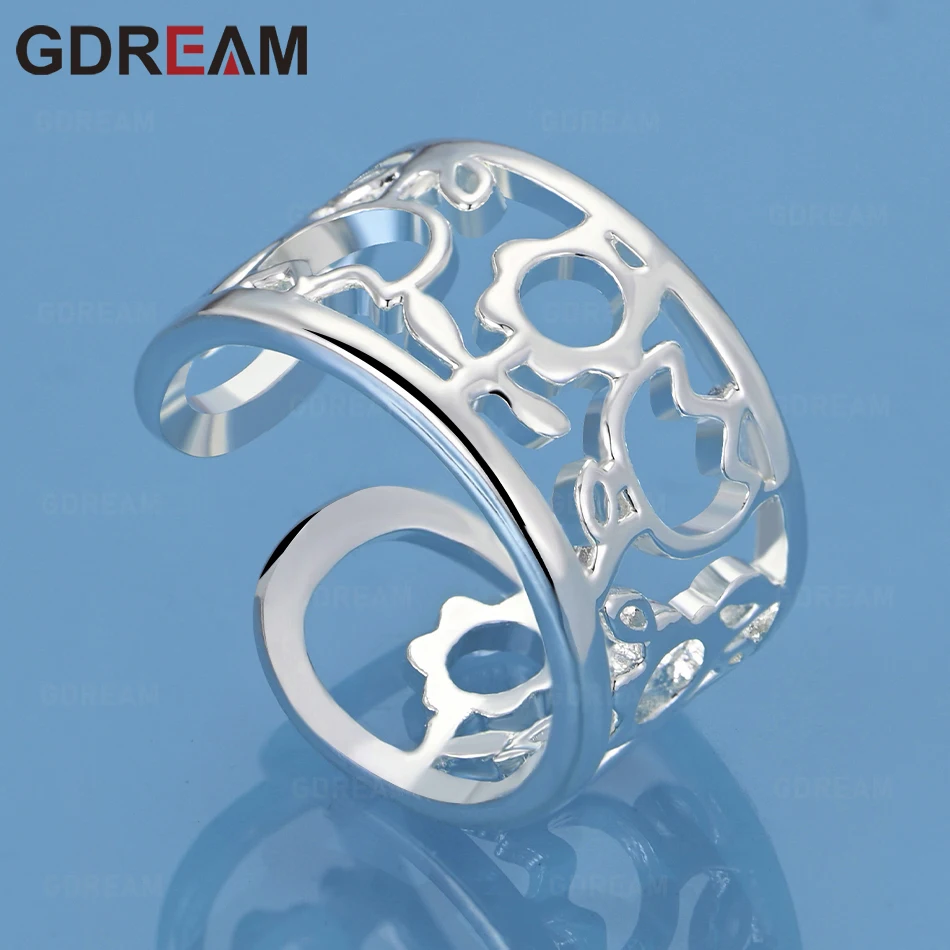 

GDREAM 925 Sterling Silver Floral Openwork Ring - Exquisite And Cute Wedding Party Jewelry For Women