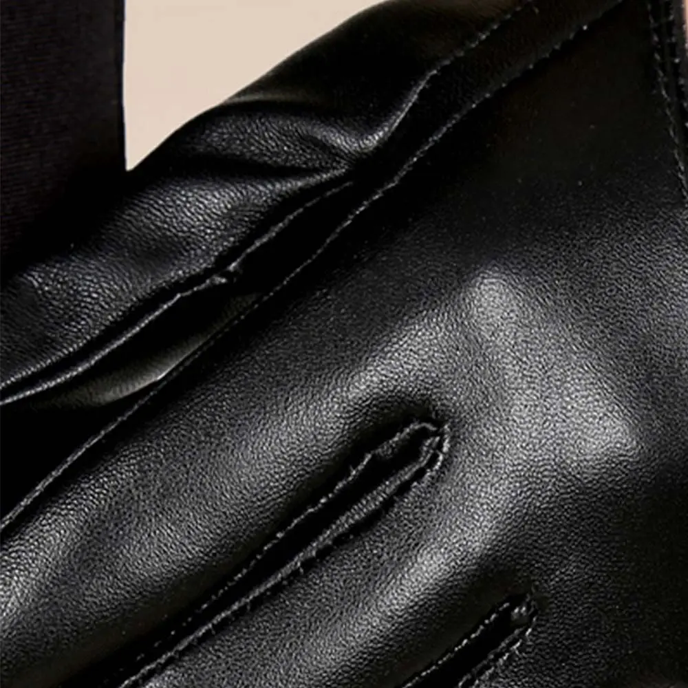 Tight Gold Woman Solid Color Winter Faux Leather Women Mitts Leather Gloves Half Palm Gloves Five Finger Mitten