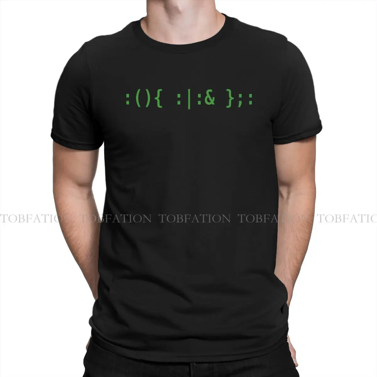 Linux Bash Fork Bomb Green Text For Unix Hackers T Shirt Vintage Graphic Teenager Summer Cotton Men\'s Clothing O-Neck TShirt