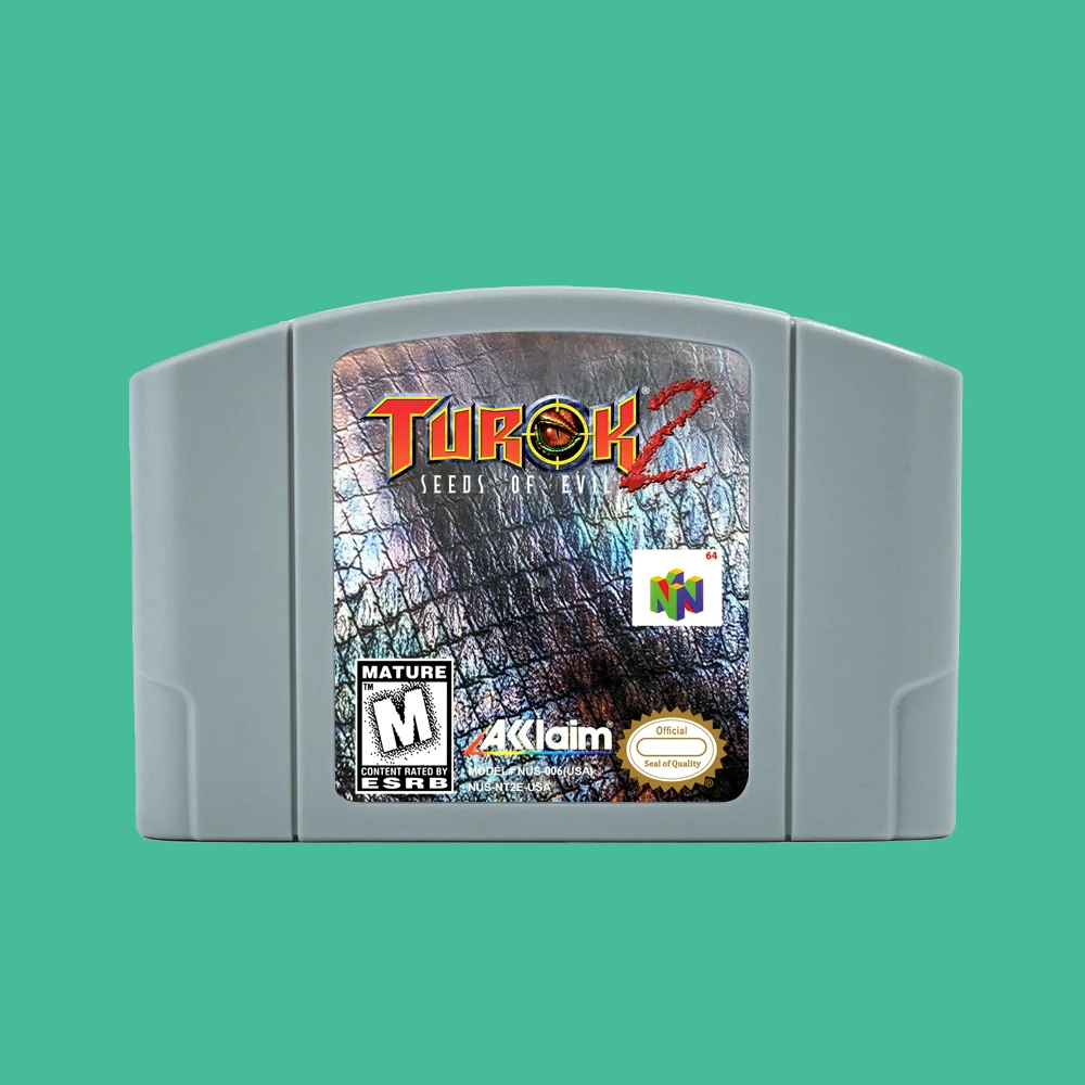 Turok 2 - Seeds of Evil 64 Bit Game Cartridge USA NTSC version or EUR PAL version For N64 Consoles