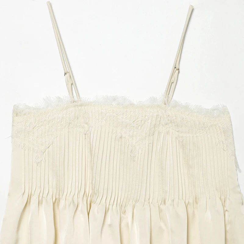 MUJER Plissiertes Spitzen-Camisole-Top für Damen Sommer 2026 – Sexy rückenfreies Top mit Trägern im Street-Style für den Abgang ins Ausgehen – Detail 12