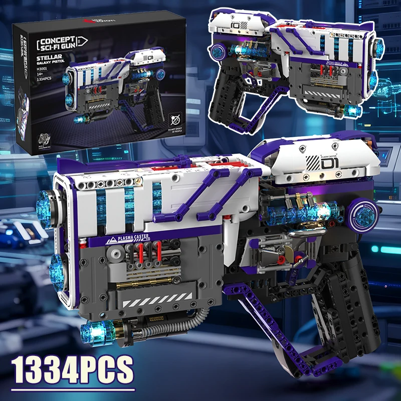 

Technical 1334Pcs Starry Galaxy Pistol Building Blocks High Tech Stellar Concept Sci-Fi Gun With Light Bricks Assembly Toys Gift