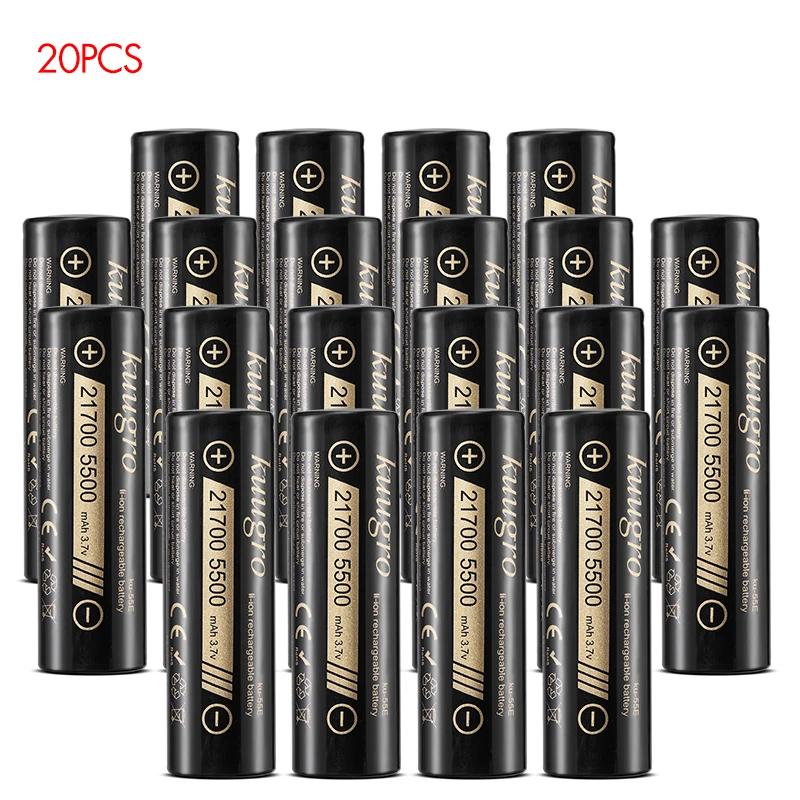 Kuugro 21700 5500mAh 3,7V Wiederaufladbare Lithium-Batterie 2C Entladung Hochleistungsbatterien für Hochleistungsgeräte