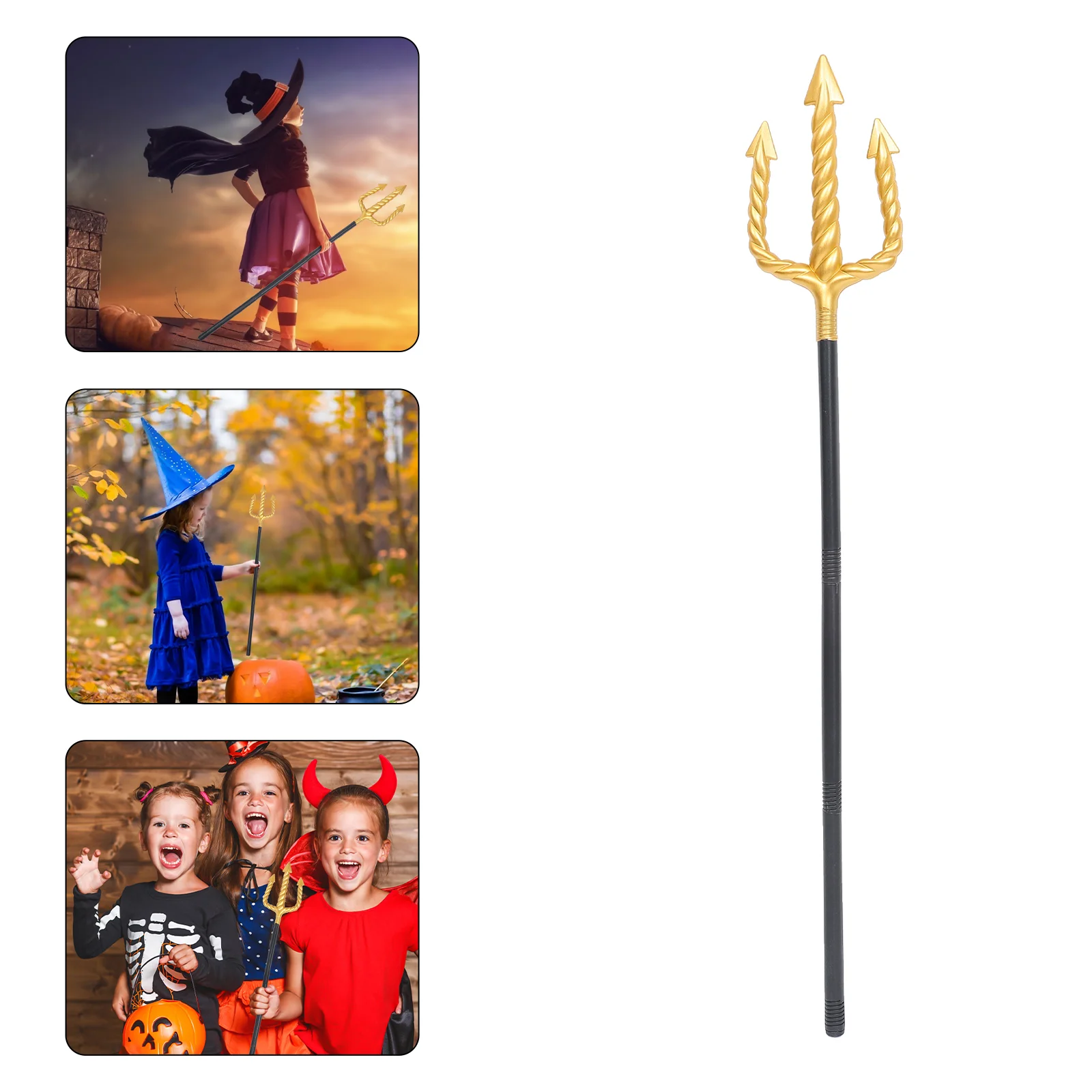 Triple Fork Performance Props Plastic Trident Plaything Cosplay Halloween Accessory Toy Detachable Decorative
