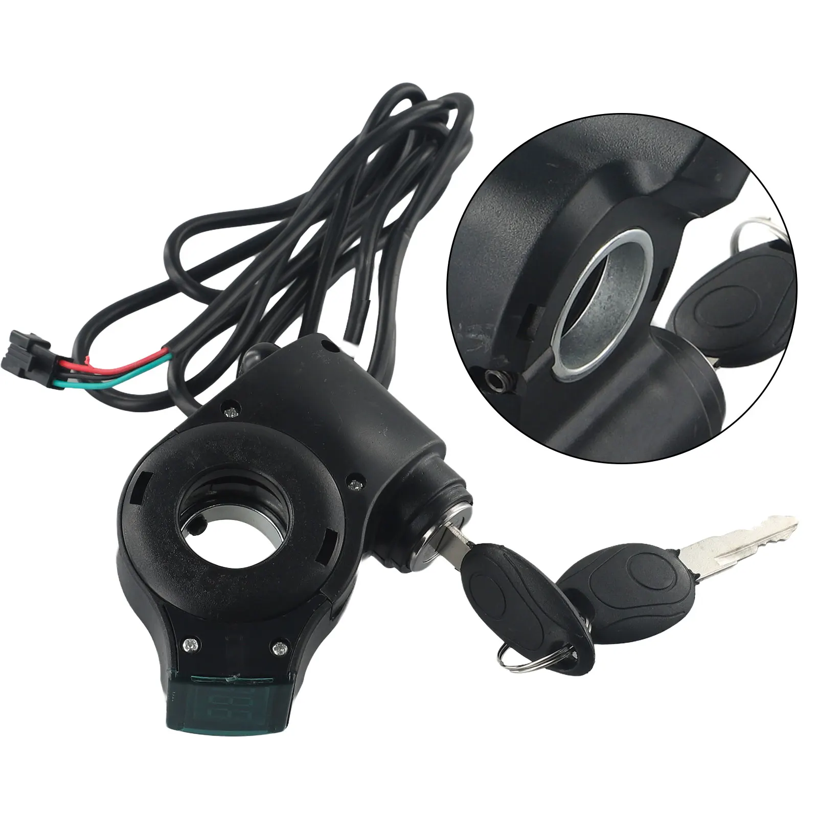 Electric Scooter Ignition Lock, Cylinder Starter Switch Locks Keys, Black Color, Ensure Smooth and Secure Vehicle Operation