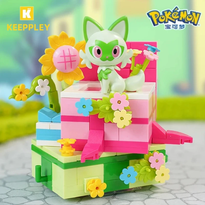 

Строительные блоки Keeppley, покемон, вечерние парад, Пикачу, маленькая игрушка-поезд, сприigatito, Quaxly, сращивание украшений, модель, подарок