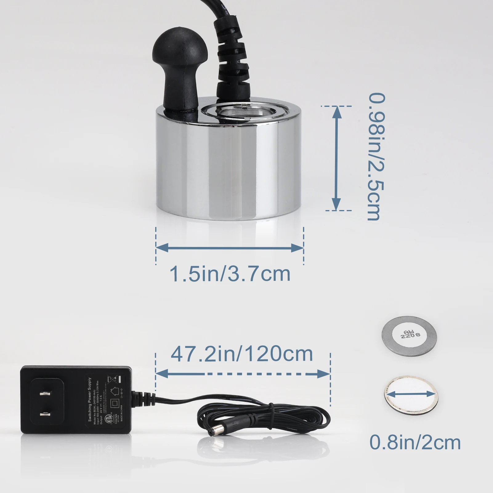 DC 24V Ultrasonic Mist Maker Mini Atomizer Head with EU Plug Adapter, for Water Fountain, Fish Tank, Pond and Air Humidifier