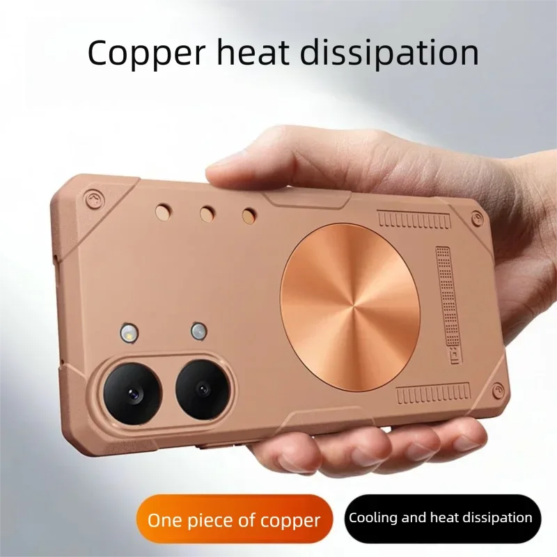 Image of Rotes Kupfer-Graphen-Wärmeableitungsgehäuse für POCO X8 Pro Max X8 Pro Handyhülle Silikon-Autohalterung Stoßfeste Hülle