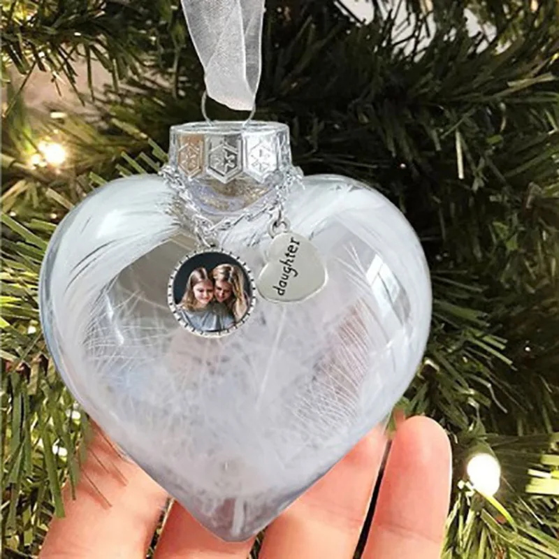 Transparent Plastic Ball Commemorative Christmas Tree Ornaments, Xmas Souvenir, Home Decor, My Heart Is in Heaven, A Piece