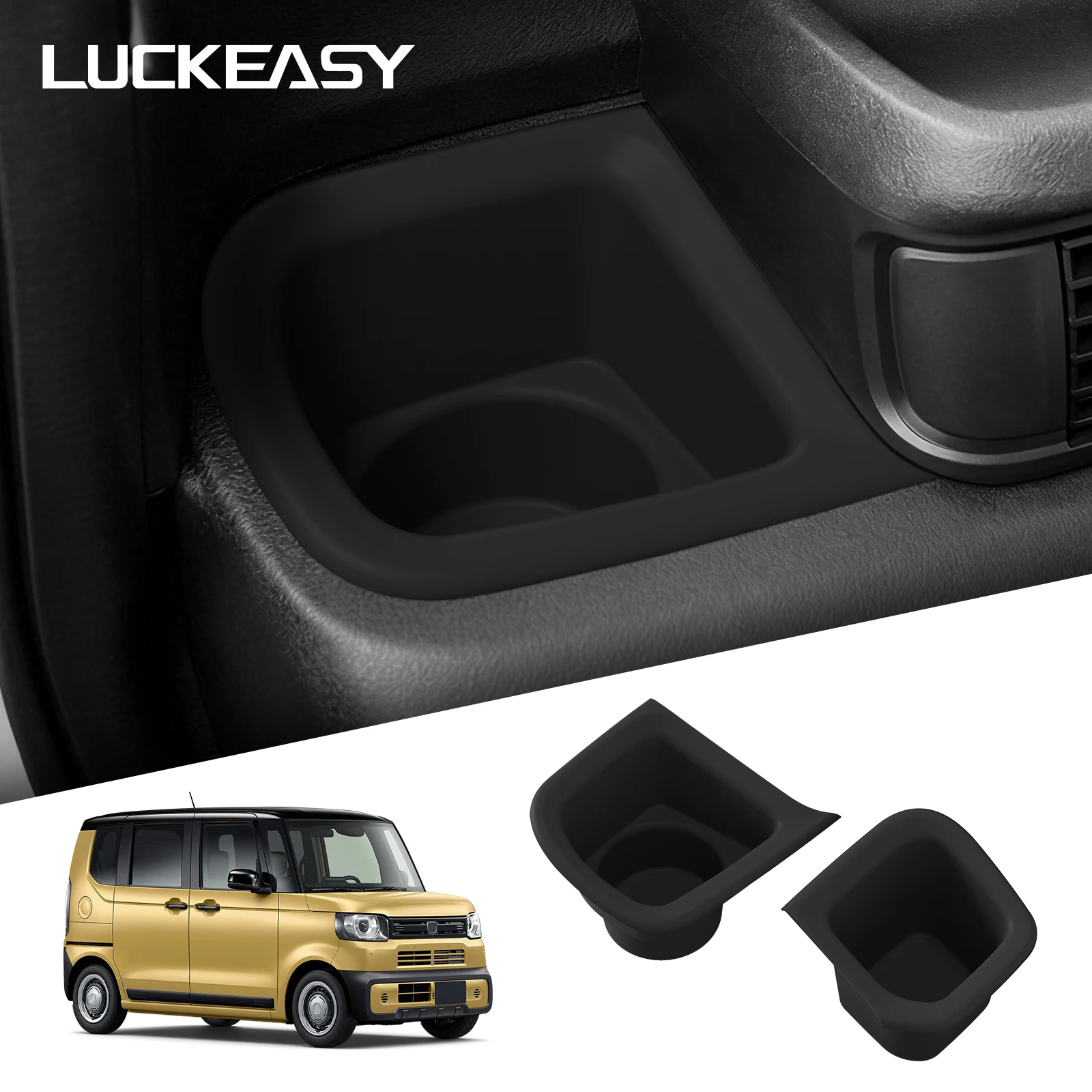 LUCKEASY für Honda N-BOX JF5 JF6 2024 Silikon Auto-Armaturenbrett Aufbewahrungsbox Getränkehalter Rutschfeste Auto-Innenausstattung