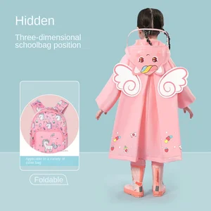 Waterproof with children's backpack position, rainwear for children, rainwear for student, beautiful dinosaur and unicorn, raincoat, backpack 6 MAIN SALES CHILD RAIN CAPA - №6