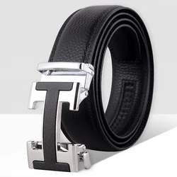 First-Layer Cowhide Business Trend Automatic Buckle Casual Belt