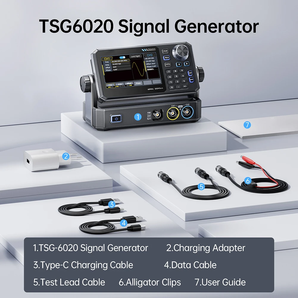 TSG6020 เครื่องกำเนิดสัญญาณฟัง - Dual Channel Arbitrary Waveform Function Generator 60Mhz บทวิจารณ์และราคา