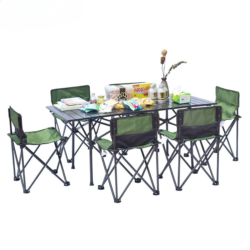 Portable folding and chair outdoor leisure camping table and chair set