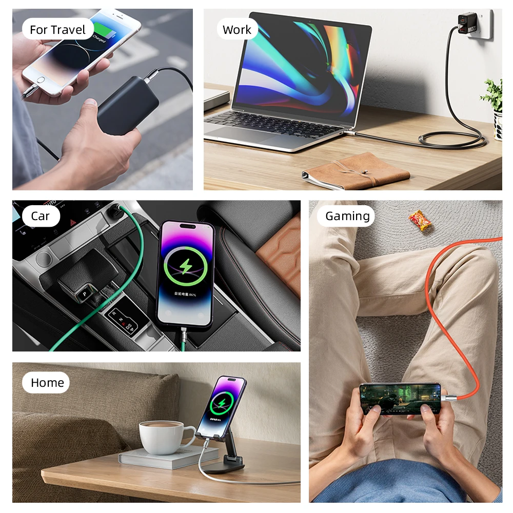 كابل شحن سريع QKZ Type C 240 واط وشحن سريع للغاية PD 240 واط وشحن فائق السرعة QKZ TC999 كابل شحن لأجهزة Samsung Huawei iPhone 17 16 15Pro Tablet iPad كابل شحن USB C متوافق تمامًا مع نقل البيانات