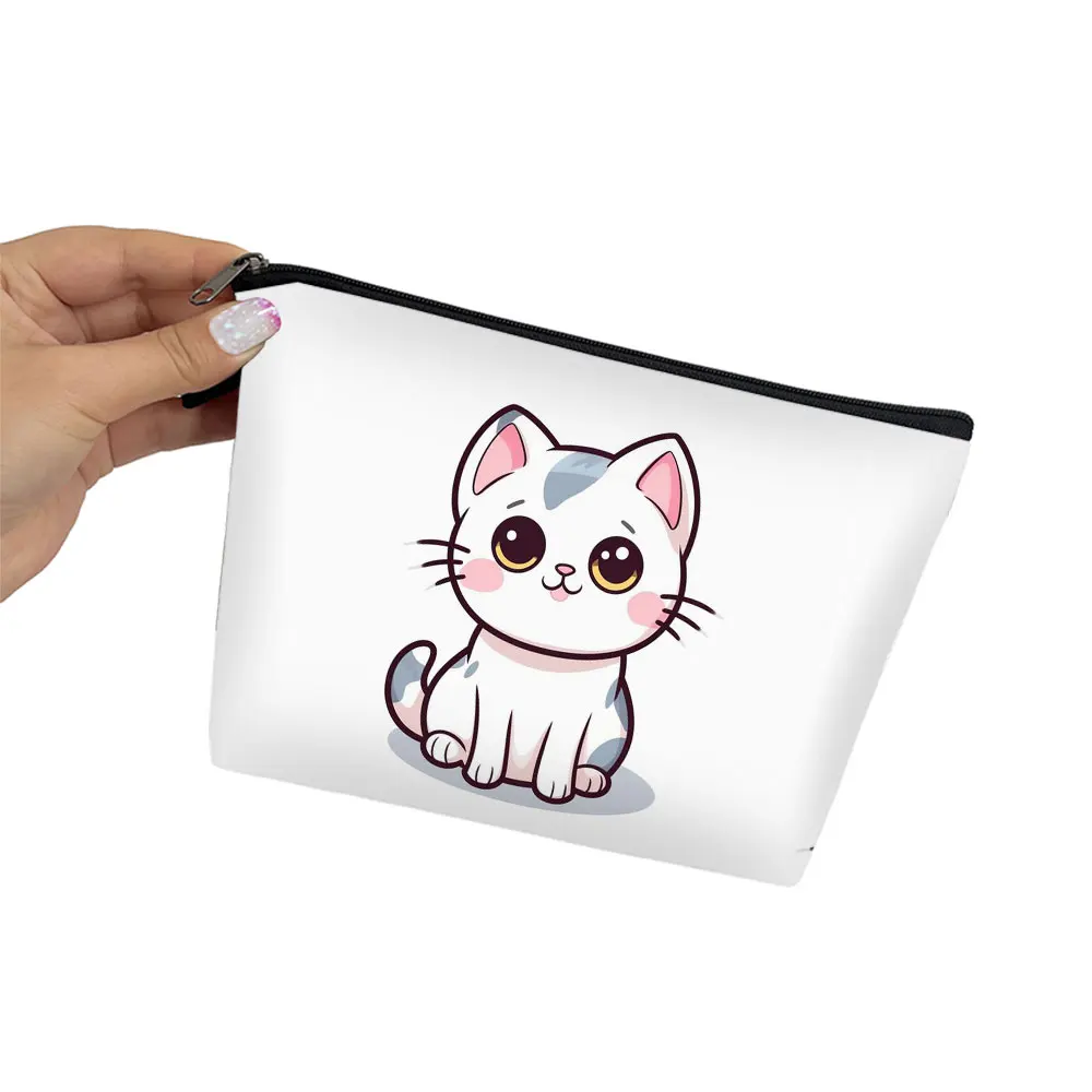 

Cute Cat Print Cosmetic Case Women Makeup Bags Cartoon Kitten Cosmetic Bags Girls Storage Bag Funny Cat Cosplay Mona Lisa