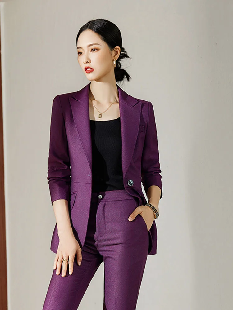 

Jacket+Pants Women's Business Suits Office Uniform Designs Women Elegant Formal Ladies Trouser Suit 2 Piece Sets Custom