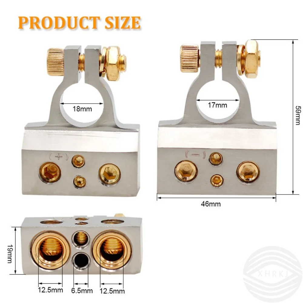 2Pcs Car Marine Auto Battery Terminal Connectors Positive & Negative 0/2/4/8/10 Gauge with Adjustable Shims