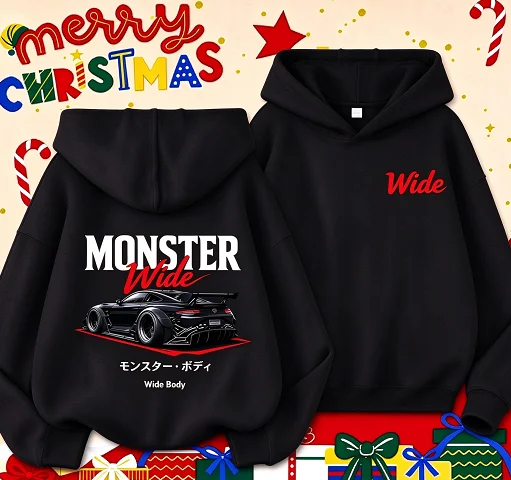 Children's Monster Sports Car Printed Hooded Sweater, Comfortable, Soft, Casual and Versatile, Can Be Used As A Christmas Gift