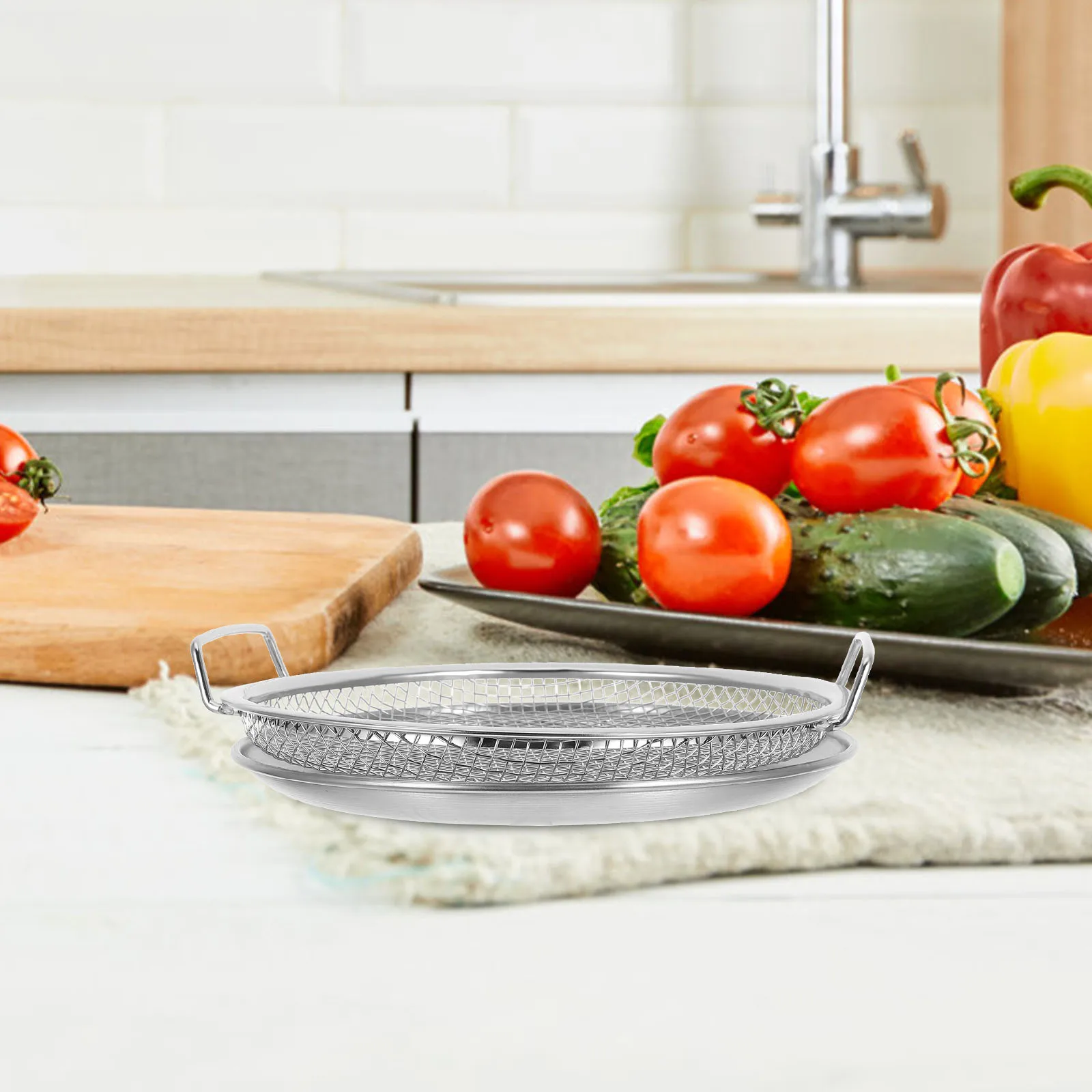 

Slip Through The Net Drain Tray with Frying Stainless Steel Barbeque Grill Plate