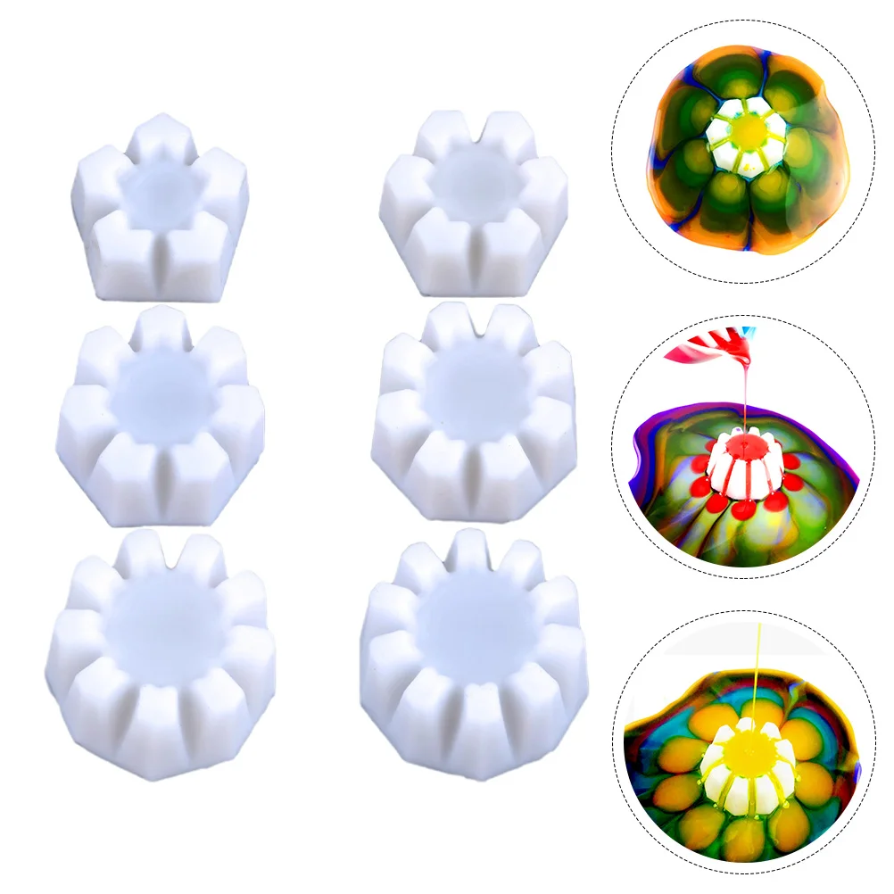 

6 Pcs Silicone Pour Cup Pouring Paint Mold Painting Supplies Reusable Floral Tool Canvas