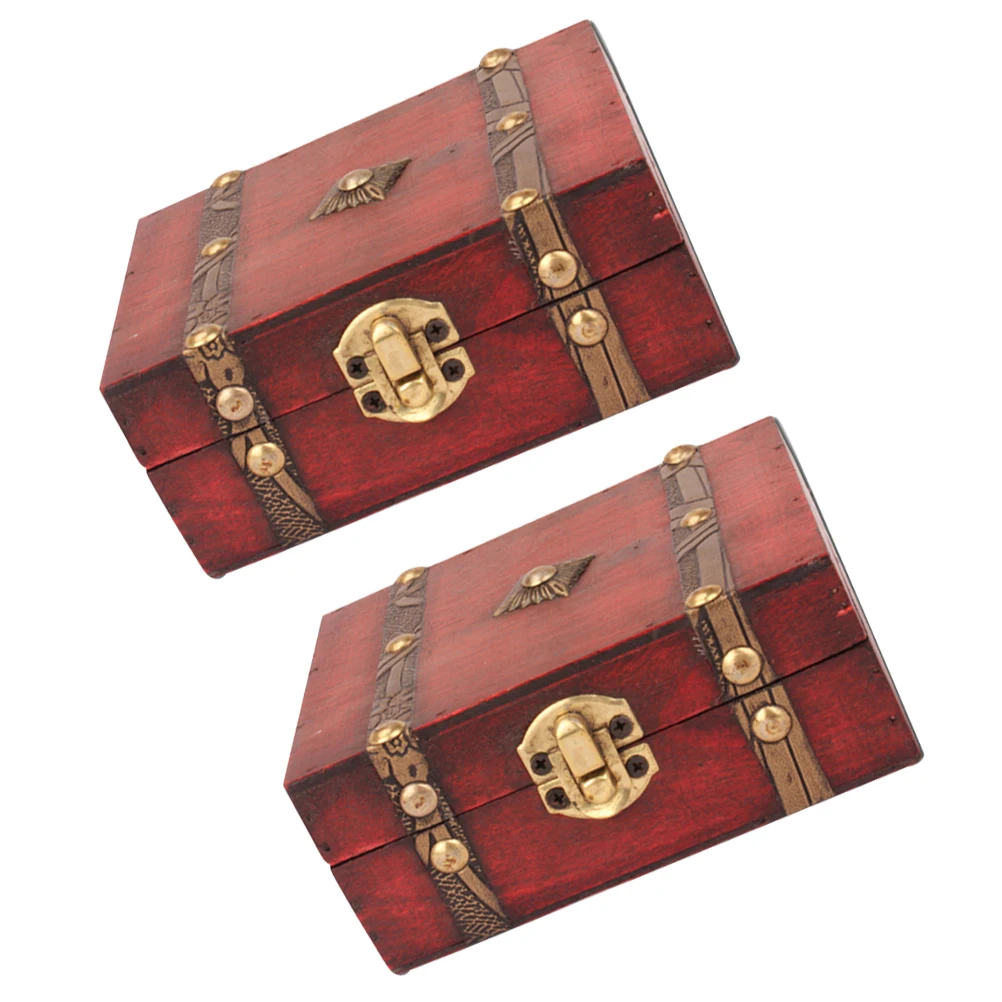 

2PCS Jewelry Box Vintage Jewelry Organizer Decor Organizer Wood Storage Box Classic Chest