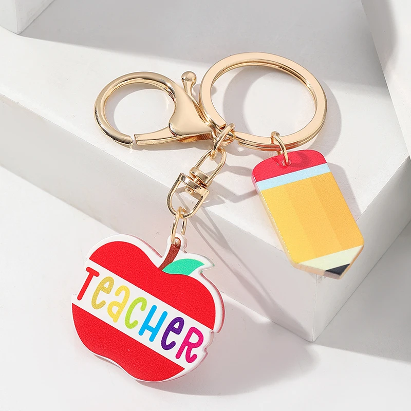 10pcs Keychain Acrylic Graduation Season Pencils Shaped More Colorful Bag Parts For Charm Jewelry Accessor