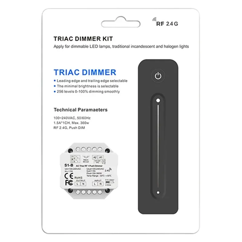 LED Dimmer WiFi & RF Push AC Triac Controller Tuya APP Schakelaar 2.4G S1-B/S1-B (WT)/S1-B (WZ) Voor Enkele Kleur LED Lamp Strip R11