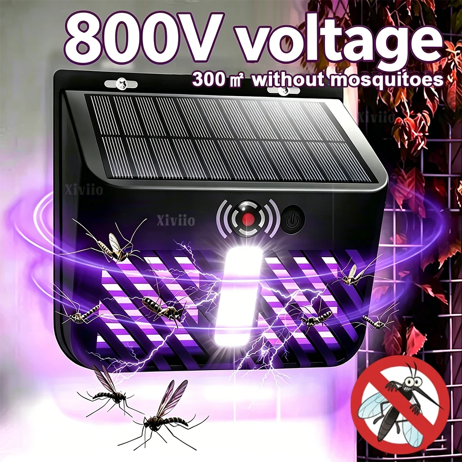 Lampe solaire 2 en 1 anti-insectes, tension 800V, avec capteur de mouvement, étanche, anti-moustiques, pour jardin, Patio, mur de cour