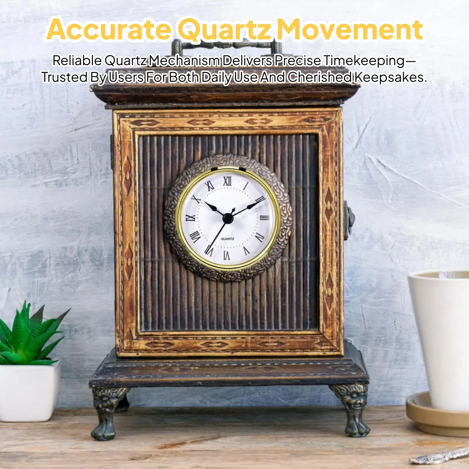 Silent Round Clock Insert 80mm Metal Retro Home Wall Decor Battery Operated Easy to Read Replacement Fit 3.0 Inch Hole for