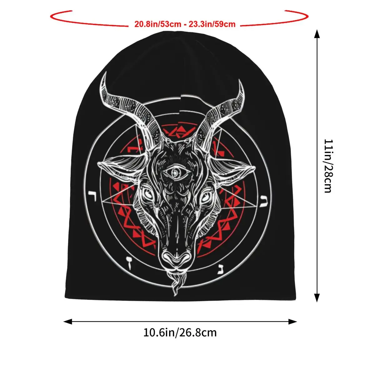 Satanic Goat Baphomet Circle Satan Symbol Lucifer Devil Autumn Female Thin Beanies Double Used Warm Bonnet Hats