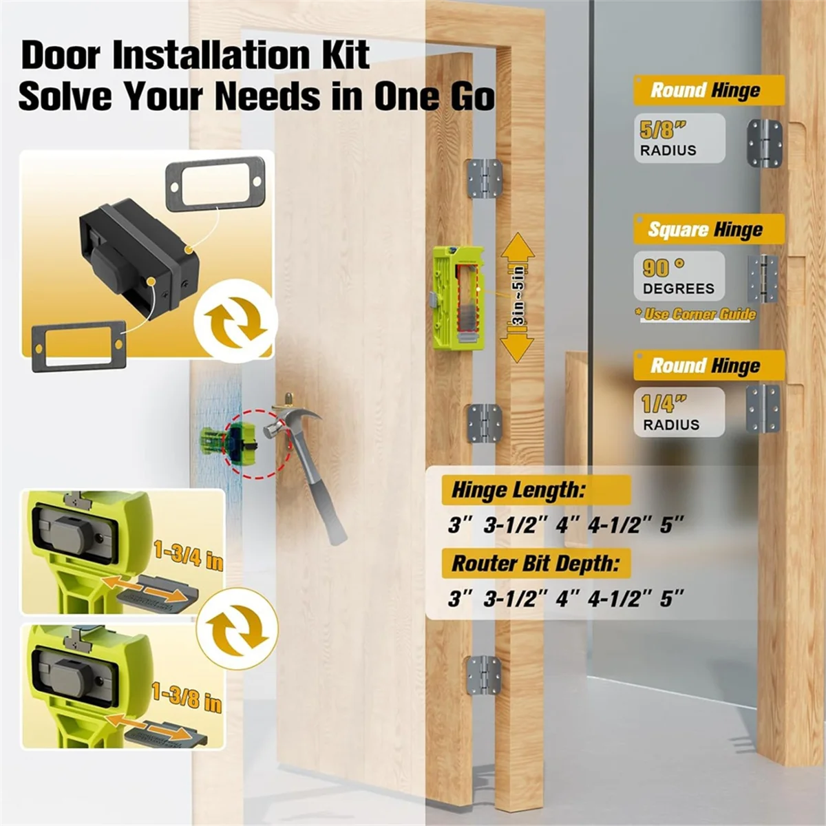 

X59A_Door Hinge & Door Latch Installation Kit, Door Hinge Mortiser Template, Door Latch for Accurate Chiseling and Scoring