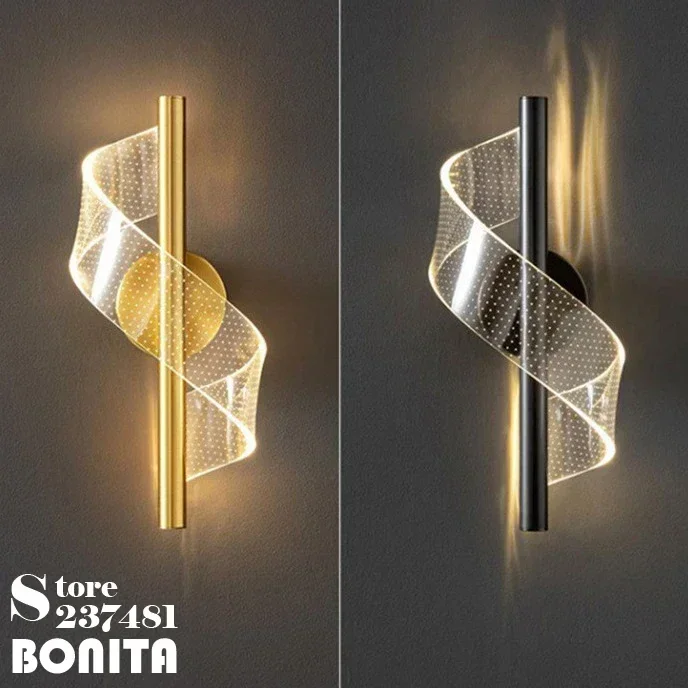 

Moderm Acrylic Silk Ribbon Wall Light Interior Creative Design Light Fixture Bedside Staircase Entrance Wall Sconces Lamp
