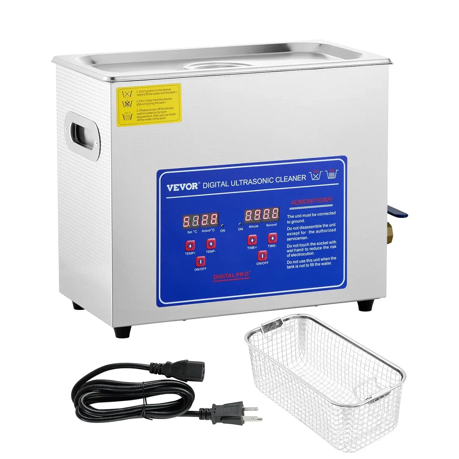 Commercial Ultrasonic Cleaner 6L Professional Ultrasonic Cleaner 40kHz with Digital Timer&Heater 110V Excellent Cleaning Machine