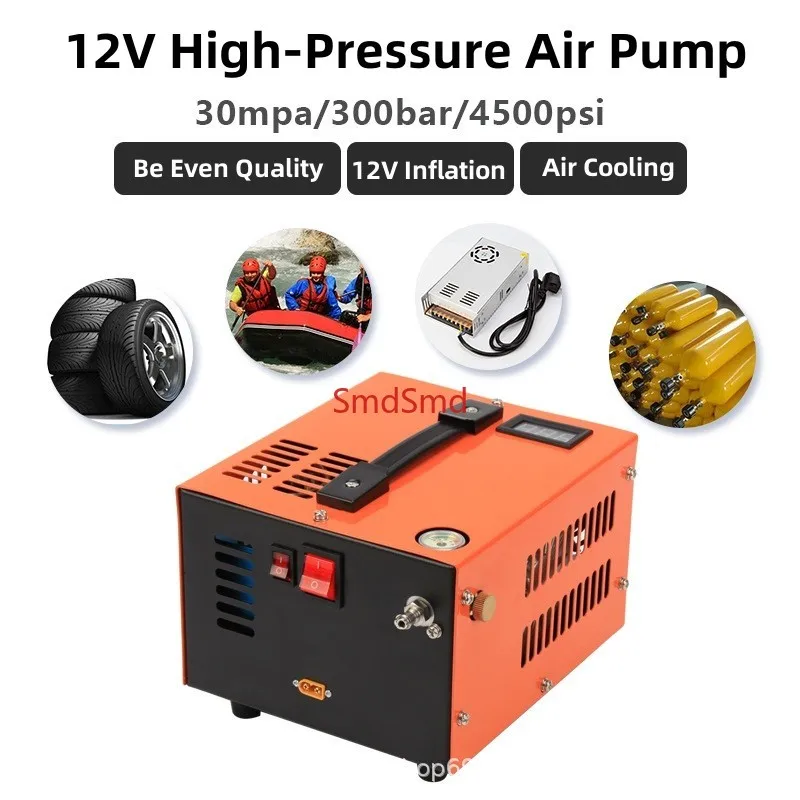 12V 4500 Psi 300 Bar 30mpa High Pressure Air Compressor Pump With 220V Transformer High Pressure Inflator