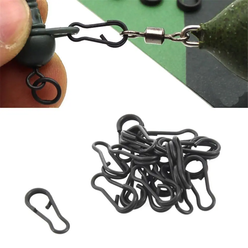 30Pcs/Lot Easy Link Fishing Clips Quick Change Matte Black Rolling Swivels Durable Fishing Connector