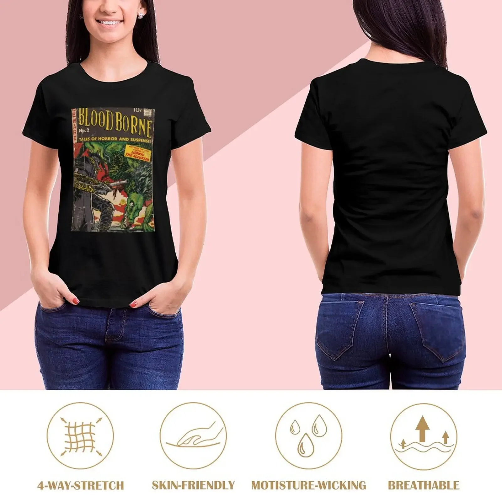 Bloodborne - comic cover fan art T-Shirt Blouse Aesthetic clothing funny workout shirts for Women loose fit