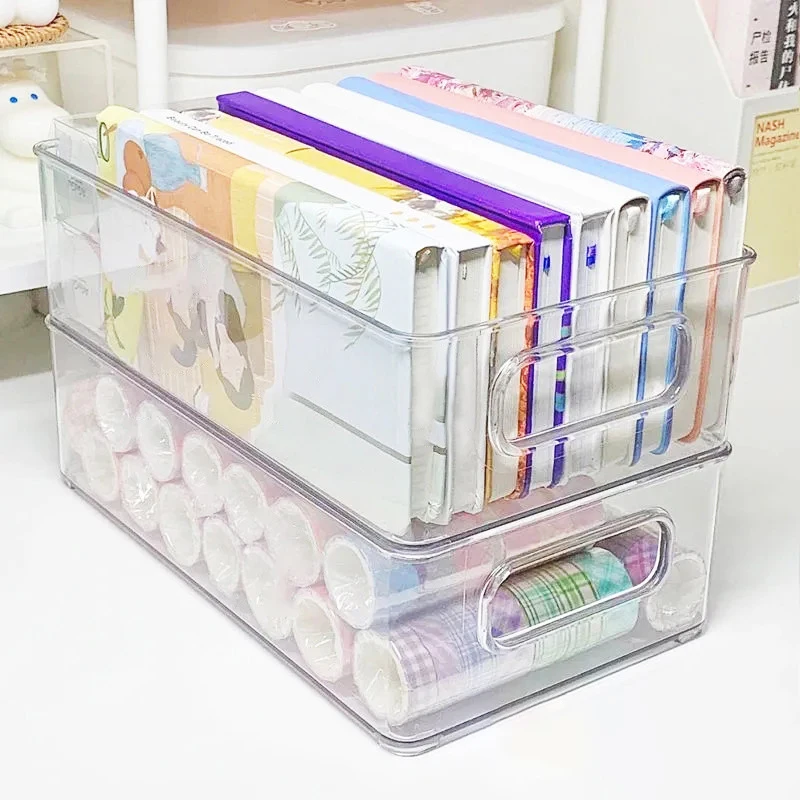 1pc Plastic Crisper Transparent Box Refrigerator Crisper Storage Box Cosmetic Storage Kitchen Acrylic Desktop Storage Box